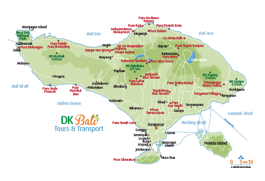DK Bali Tours and Transport Bali map